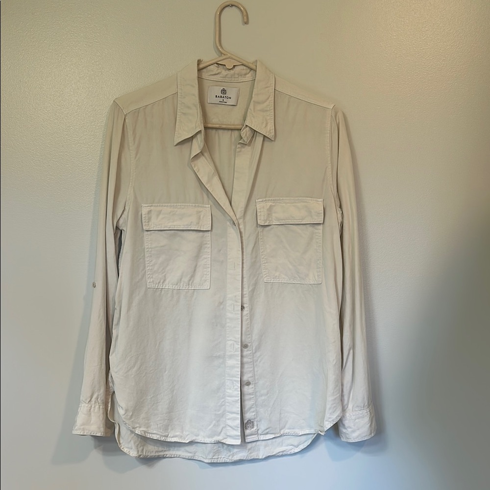 Babaton from Aritzia Cream Button Down Shirt Long Sleeve Collar